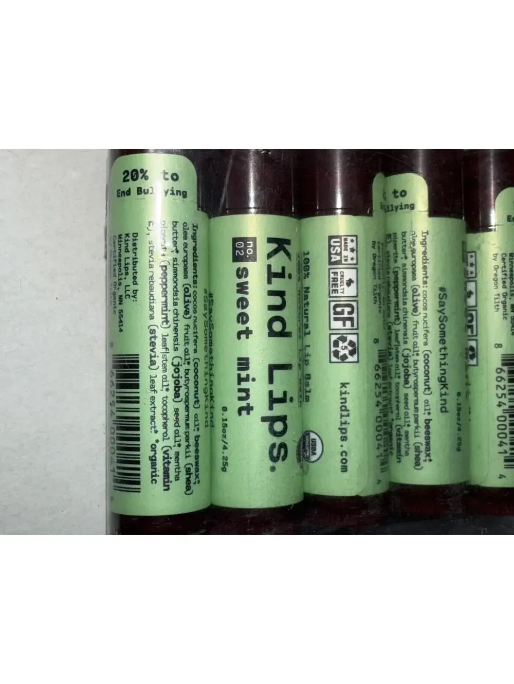 Kind Lips Lip Balm 10 Pack Sweet Mint Natural Organic Gluten Free Made USA
